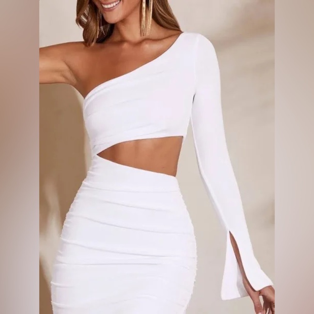 Oh Polly White One-Shoulder Dress